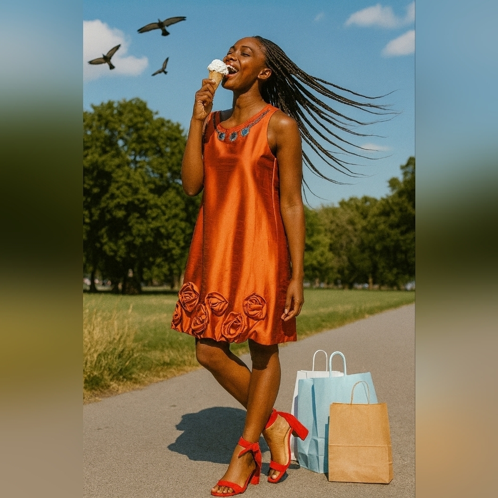 Sateen A-line dress
